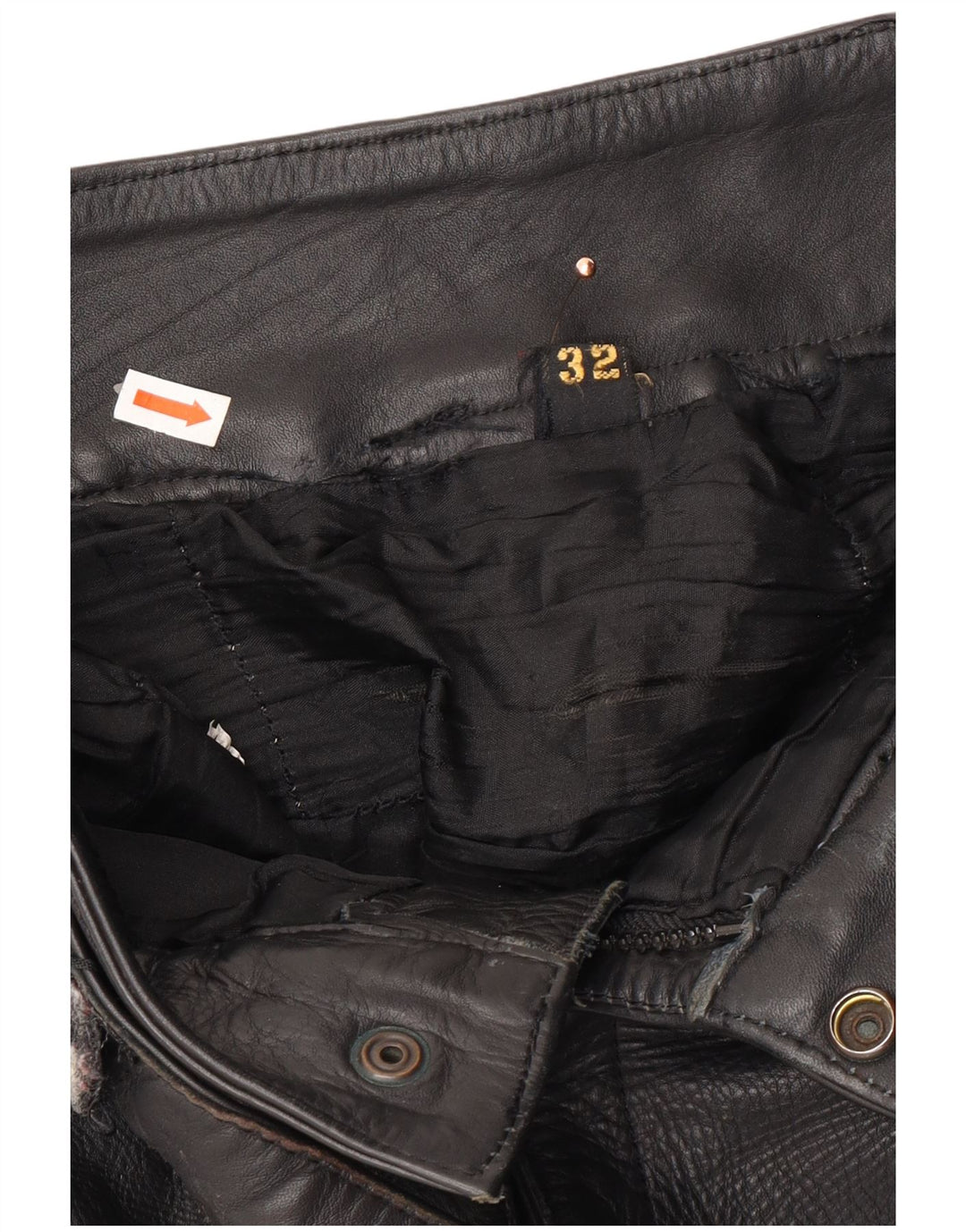 VINTAGE Pantalones de cuero biker para hombre W32 L23 Negro