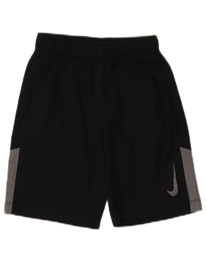 Nike Pantalones cortos deportivos Dri Fit para niños 8-9 años Pequeño negro Colorblock Poliéster