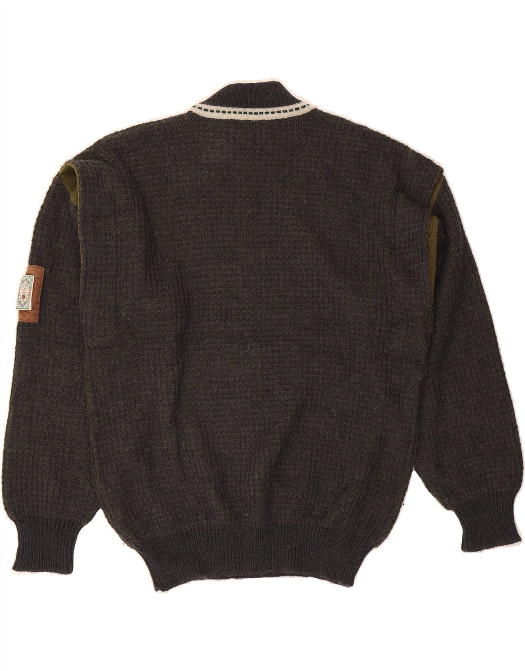 VINTAGE Jersey de cuello alto para hombre IT 50 Bloque de color azul marino medio