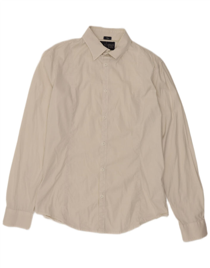Armani Jeans Camisa ajustada para hombre Algodón blanco grande