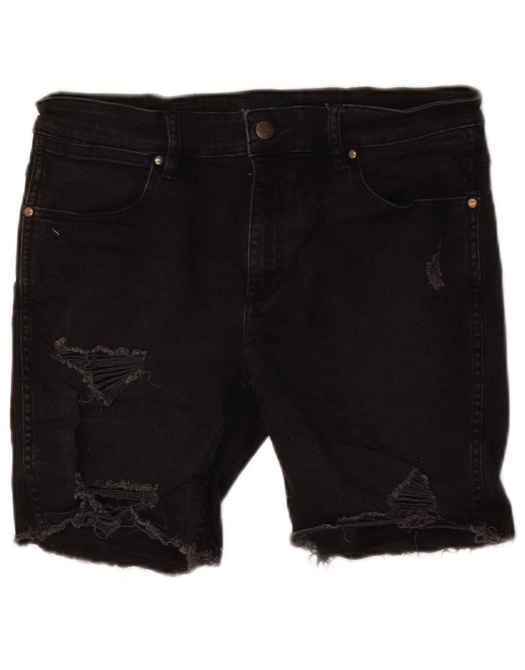 Wrangler Pantalones cortos de mezclilla desgastados para mujer W32 Grande Negro
