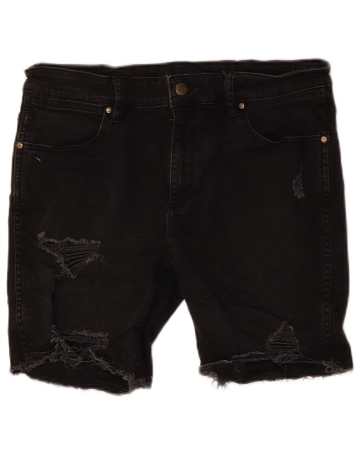 Wrangler Pantalones cortos de mezclilla desgastados para mujer W32 Grande Negro