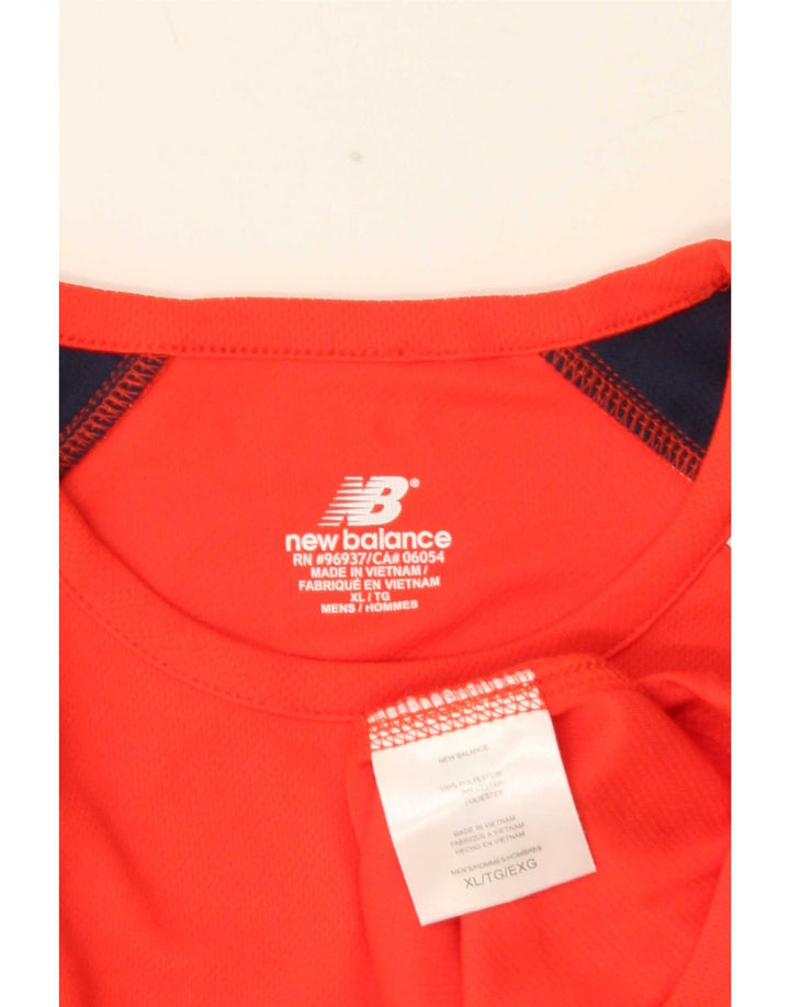 New Balance Hombre Camiseta Top XL Rojo Colorblock Poliéster