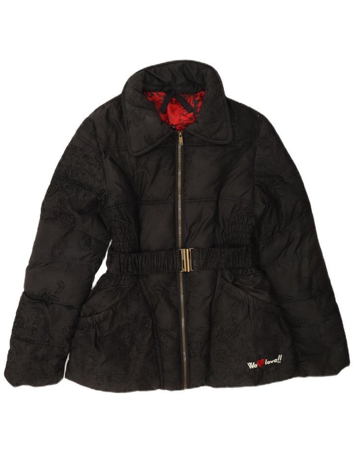 Desigual Mujer Chaqueta Acolchada Gráfica EU 40 Mediana Negro Paisley Poliéster