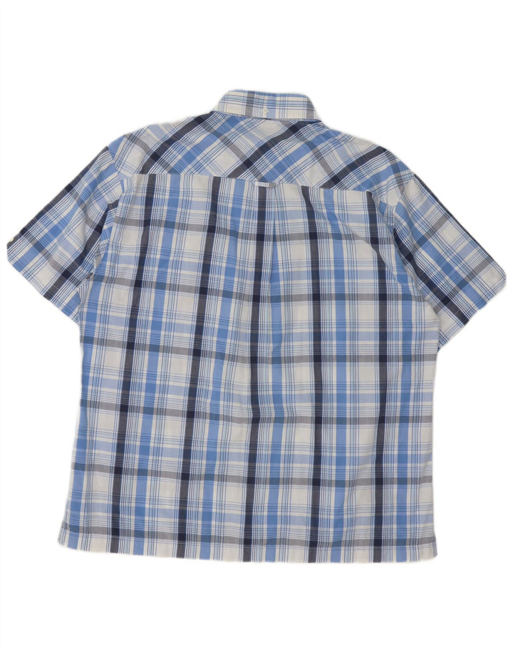 Ben Sherman Camisa de manga corta para hombre de algodón a cuadros azul grande