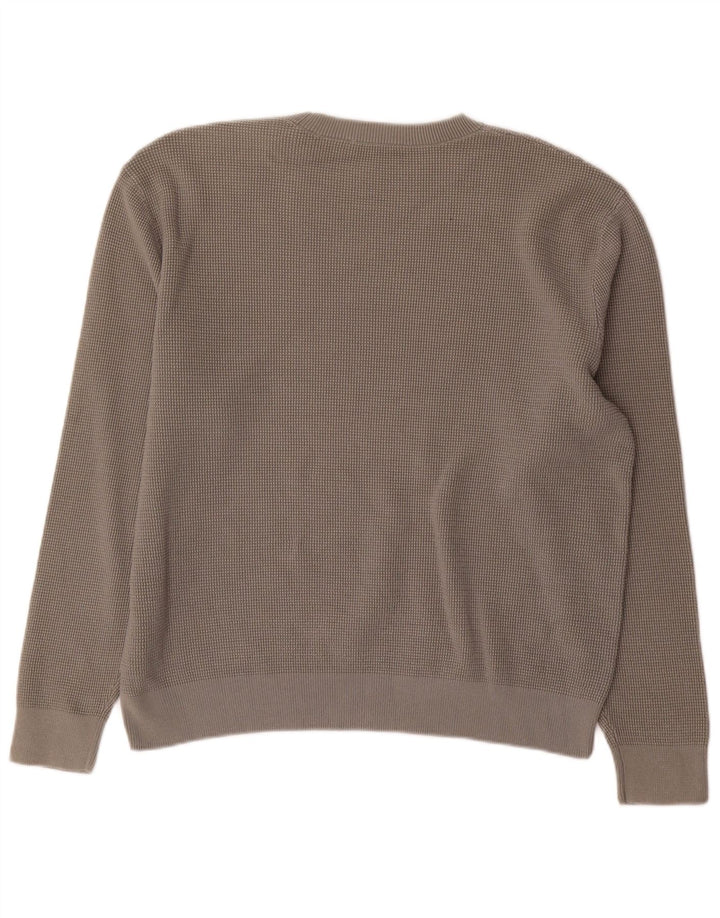 Cos - Jersey de cuello redondo para hombre, talla grande, algodón gris