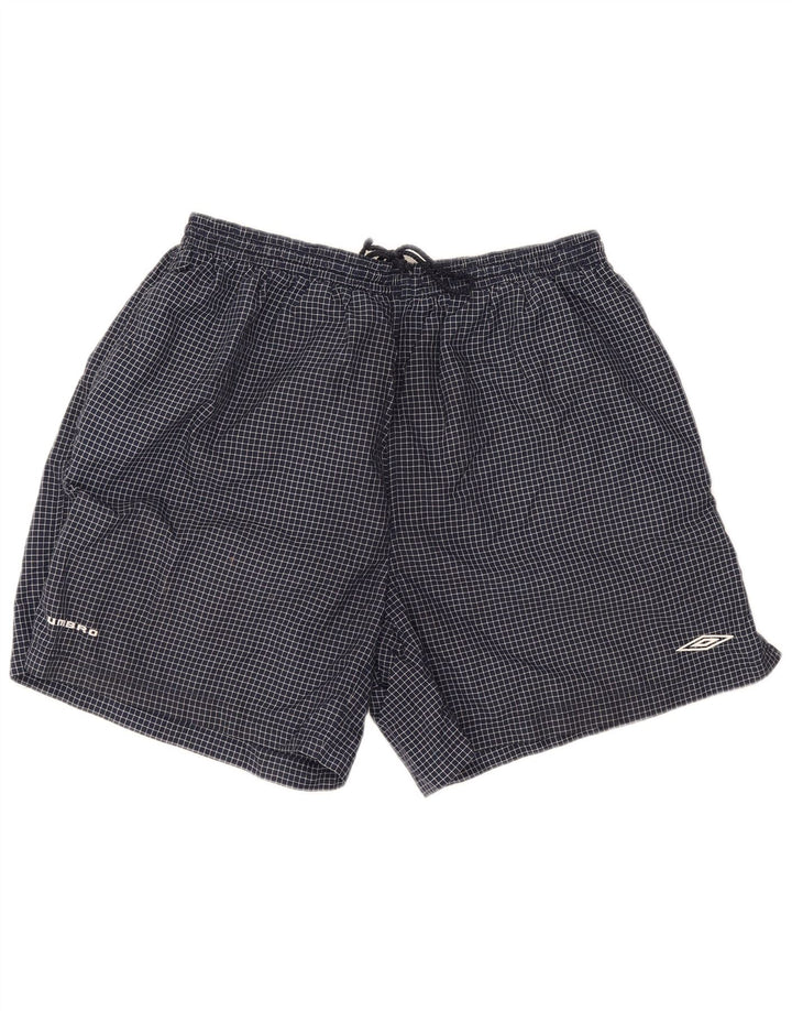 Umbro Pantalones cortos deportivos para hombre 2XL Azul marino Check Nylon