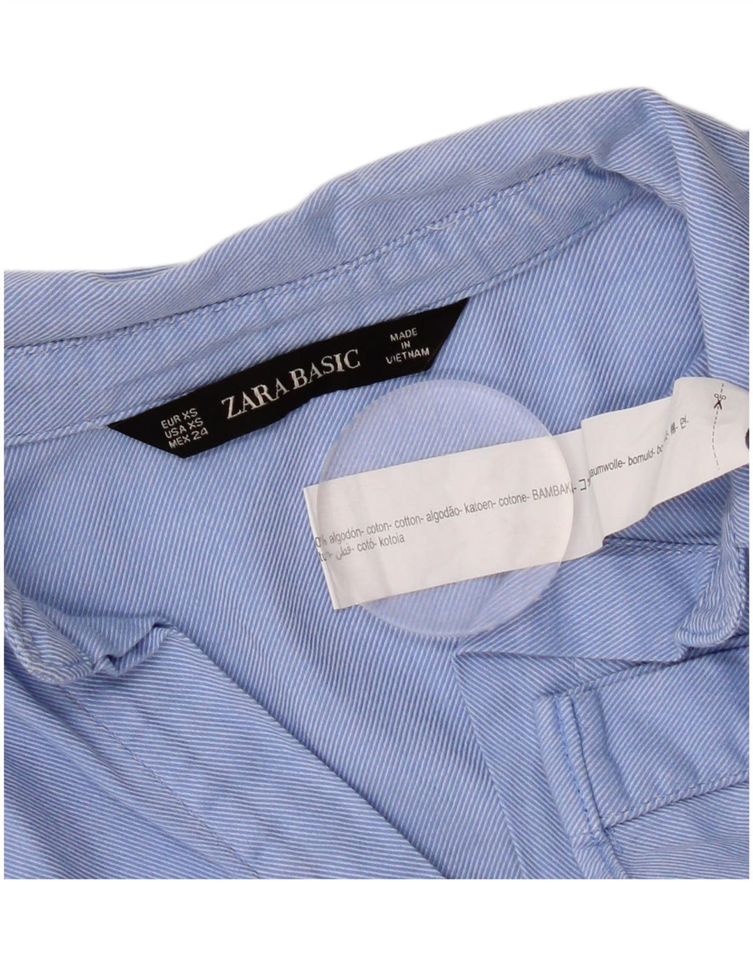 Zara Mujer Camisa Extragrande UK 6 XS Algodón Azul