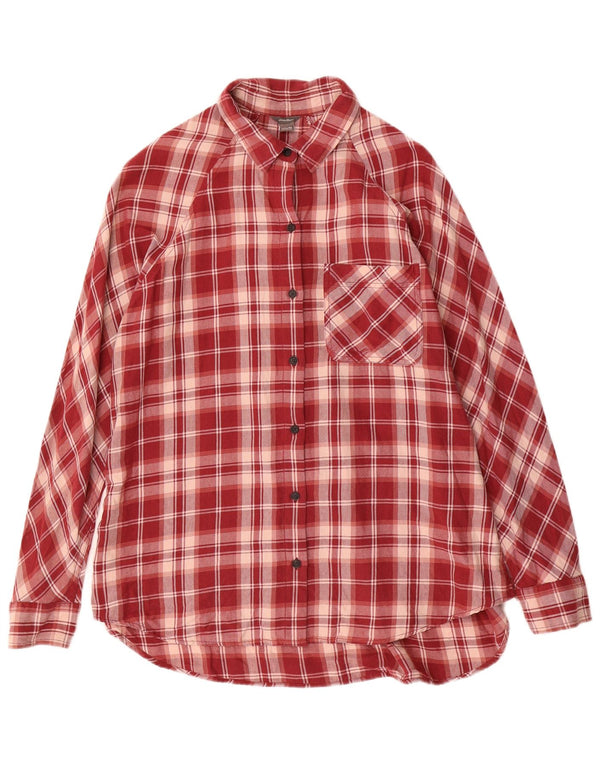 EDDIE BAUER Camisa de franela larga y holgada para mujer UK 44 Medium Red Check