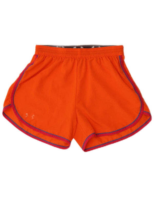 Under Armour Pantalones cortos deportivos para mujer UK 8 Small Naranja Poliéster a rayas