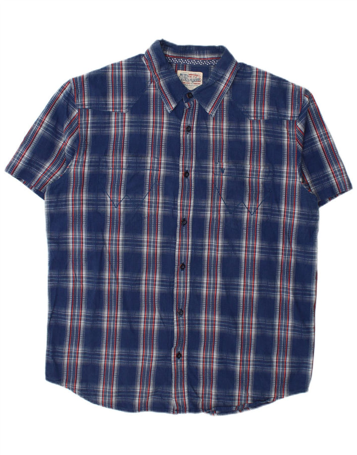 Wrangler Camisa De Manga Corta Hombre XL Azul Cuadros Algodón