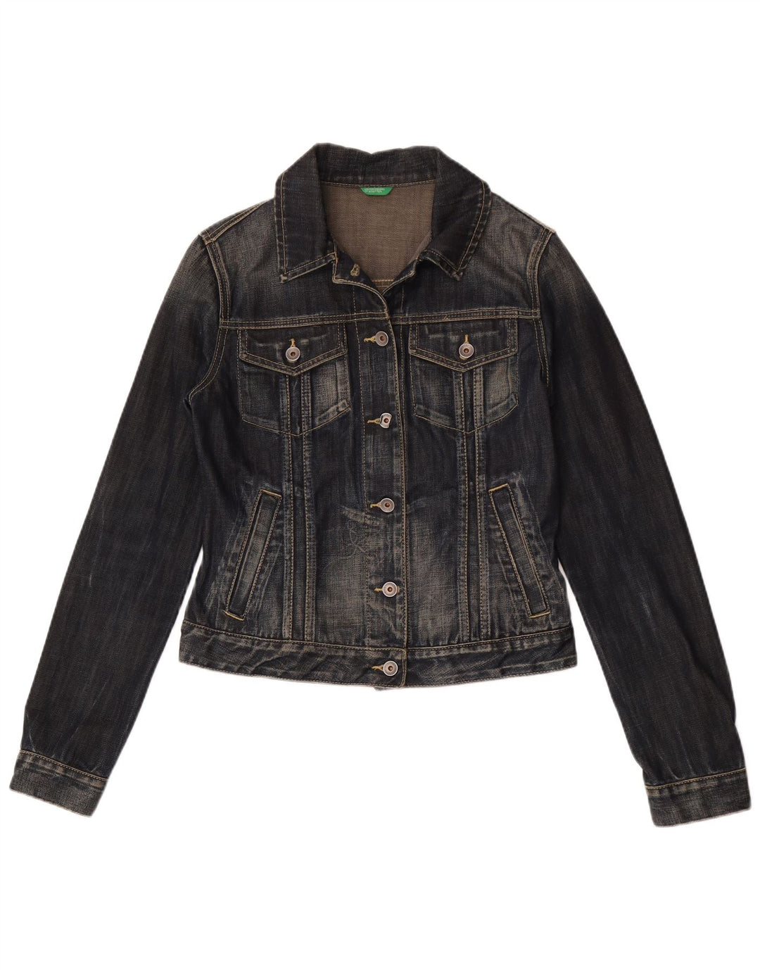 Benetton Chaqueta Vaquera Mujer UK 42 Mediana Azul Marino