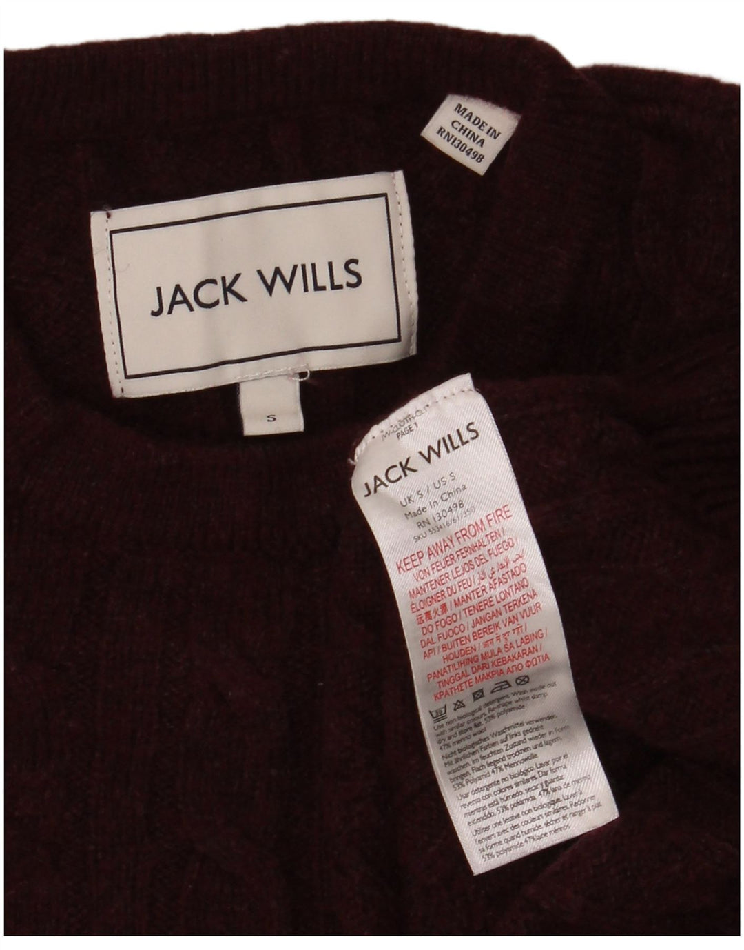Jack Wills Jersey De Cuello Redondo Para Hombre Pequeño Granate Poliamida