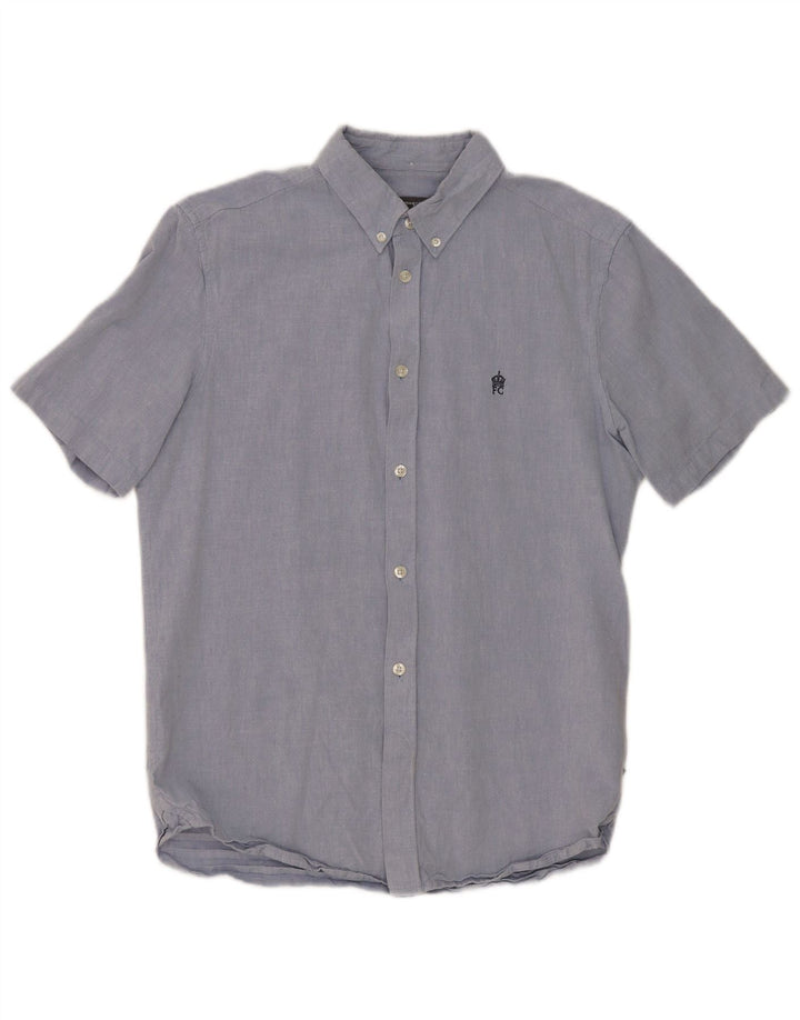 FRENCH CONNECTION Mens Short Sleeve Shirt Medium Blue Cotton
