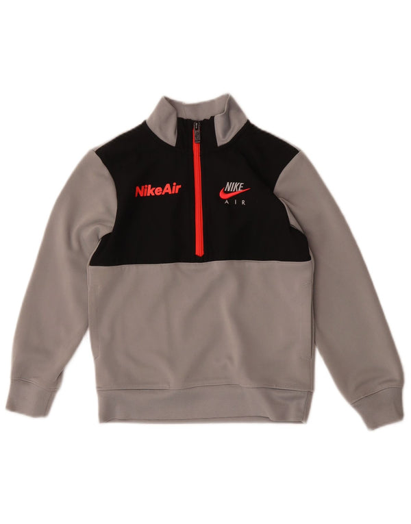 Nike Sudadera Nike Air con cremallera y cuello para niños, 5-6 años, color gris