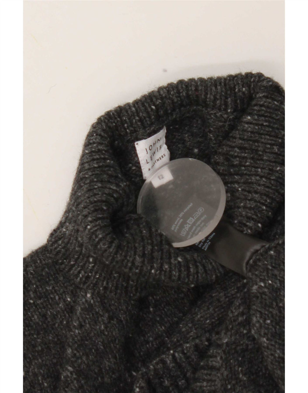 John Lewis Suéter tipo jersey con cuello alto para mujer Reino Unido 12 Lana moteada gris medio