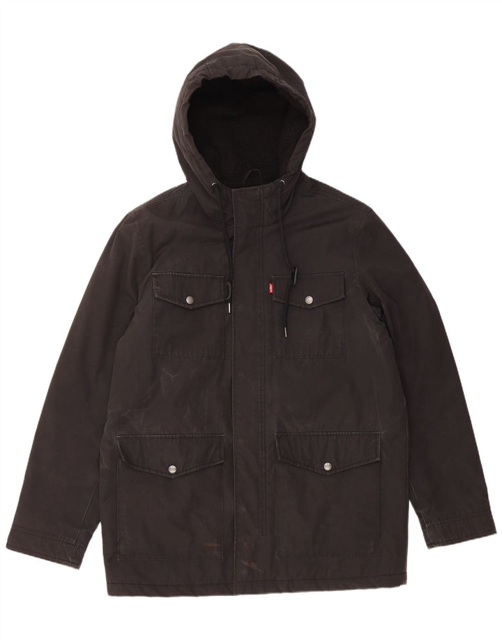 Levi's Chaqueta cortavientos con capucha para hombre UK 38 Mediana Poliéster negro