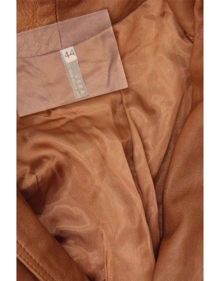 VINTAGE Chaqueta de cuero militar para hombre Reino Unido 44 2XL Cuero marrón