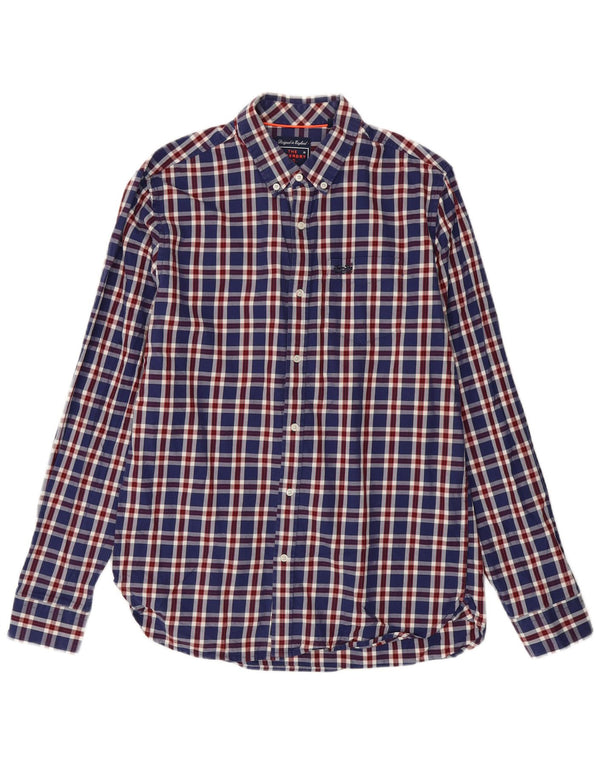 Camisa Superdry para hombre de algodón a cuadros azules grandes