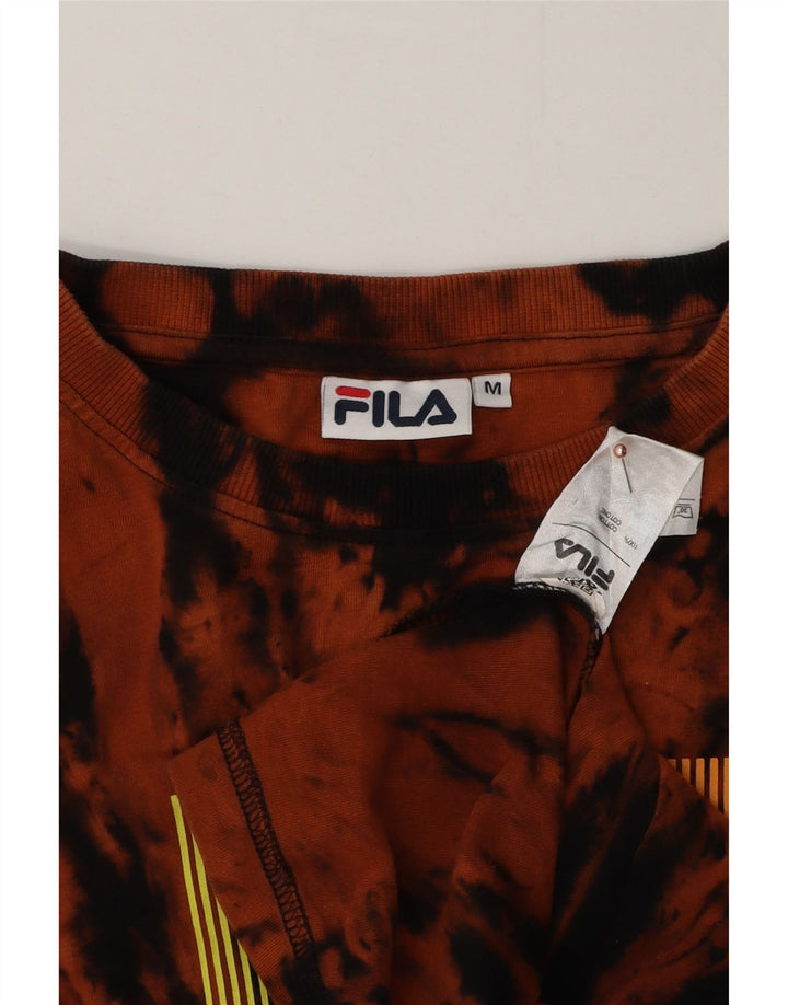 Fila Camiseta gráfica para hombre Top de algodón teñido anudado naranja mediano