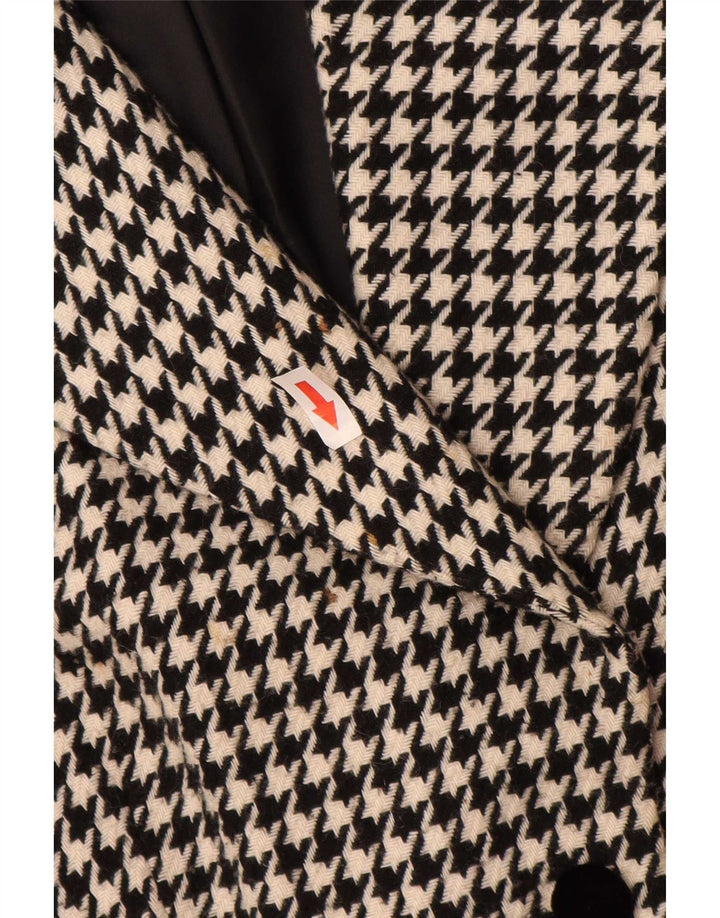 Vintage mujer 3 botones Blazer chaqueta EU 44 XL pata de gallo negro