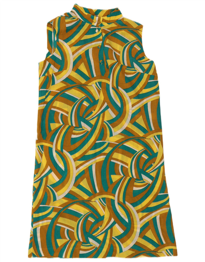 Vintage mujer sin mangas vestido de cambio IT 48 XL multicolor geométrico