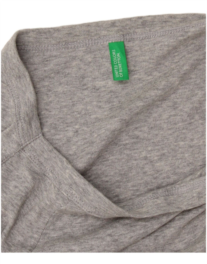 BENETTON Top con hombros descubiertos para mujer, manga 3/4, UK 42, gris medio moteado