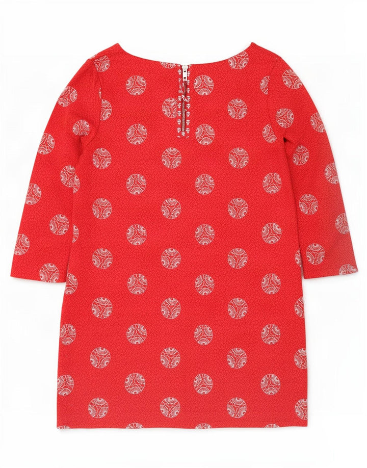 White Stuff Vestido básico de manga 3/4 para mujer UK 42 Medio Rojo Geométrico