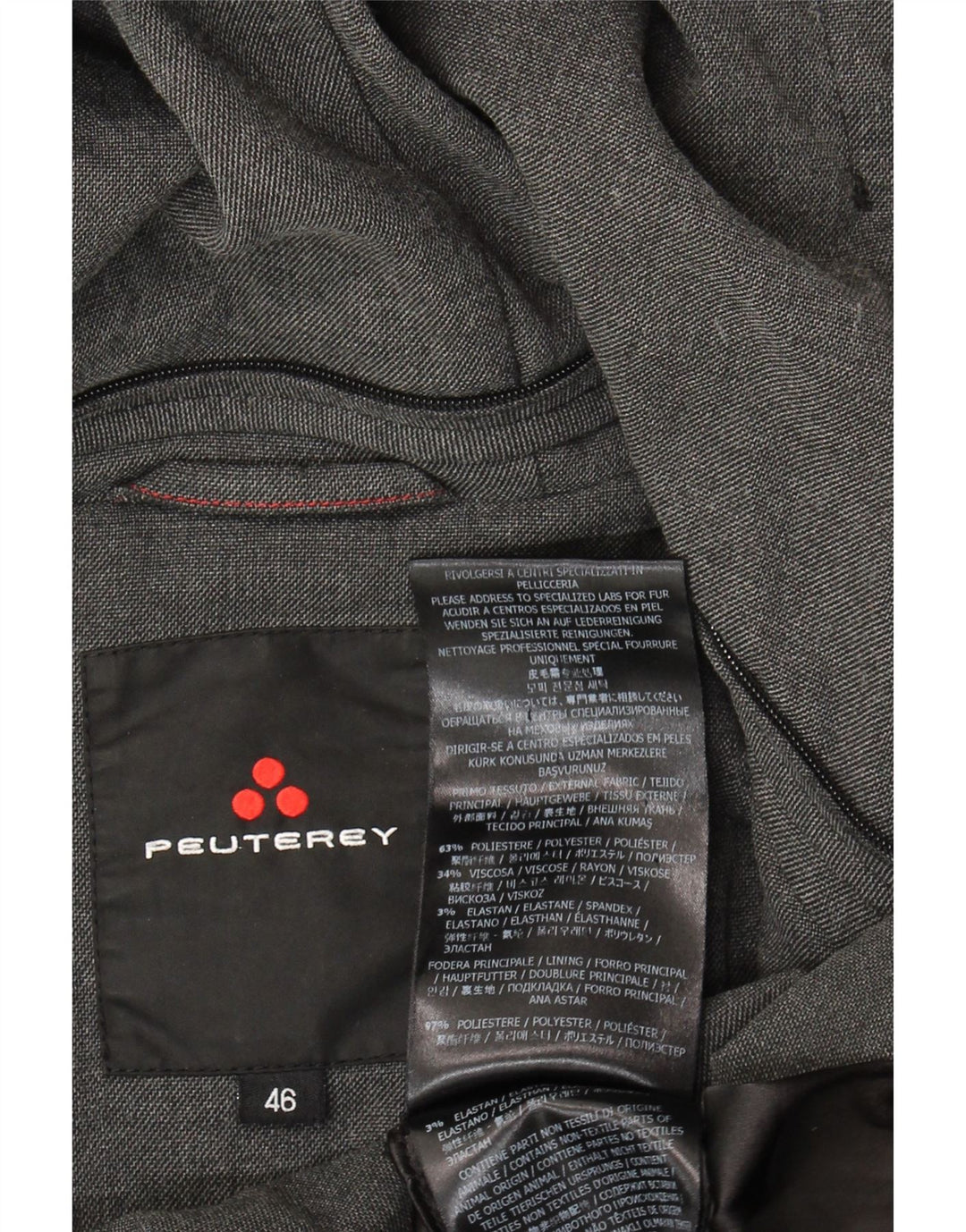 PEUTEREY Abrigo acolchado con capucha para mujer IT 46 Poliéster gris grande