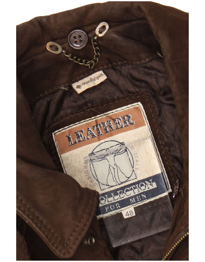 Chaqueta de cuero vintage para hombre IT 48 cuero marrón medio