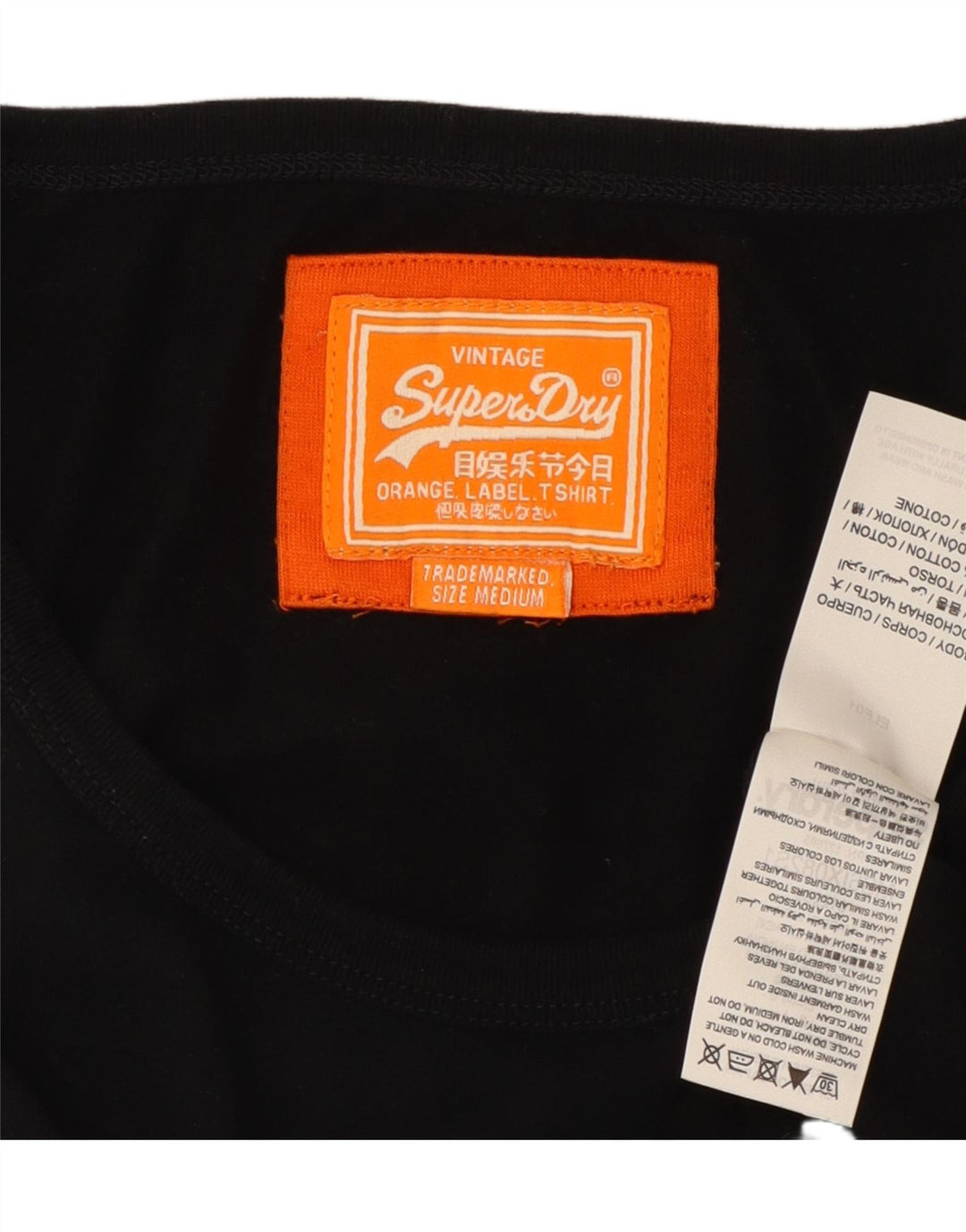 SUPERDRY Hombre Camiseta sin mangas Medium Black Cotton