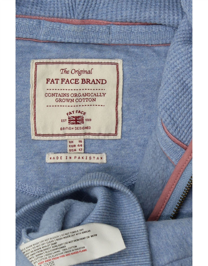 FAT FACE Suéter con capucha y cremallera para mujer Reino Unido 46 Algodón azul grande