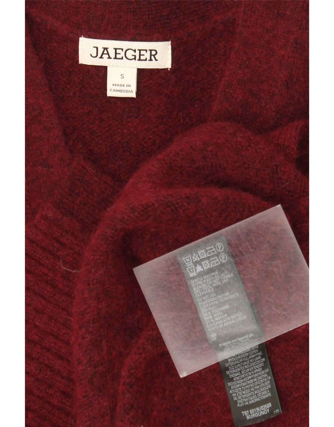 Jaeger Cárdigan para Mujer UK 10 Small Borgoña Poliamida