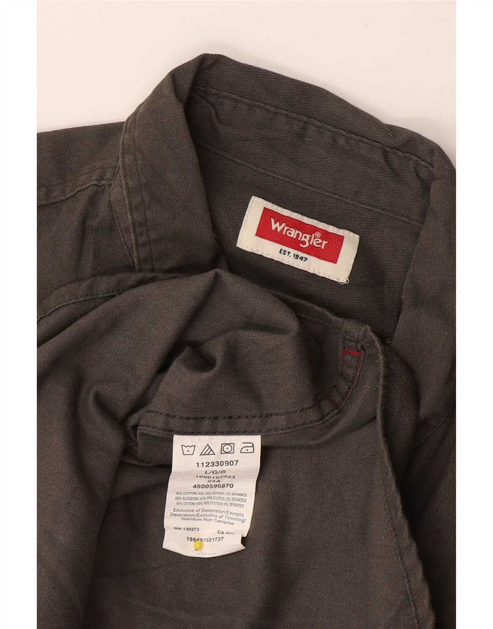 Wrangler Camisa de manga corta para hombre de algodón gris grande