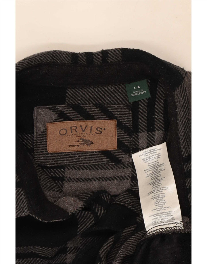 Camisa De Franela Orvis Hombre Algodón A Cuadros Negro Grande