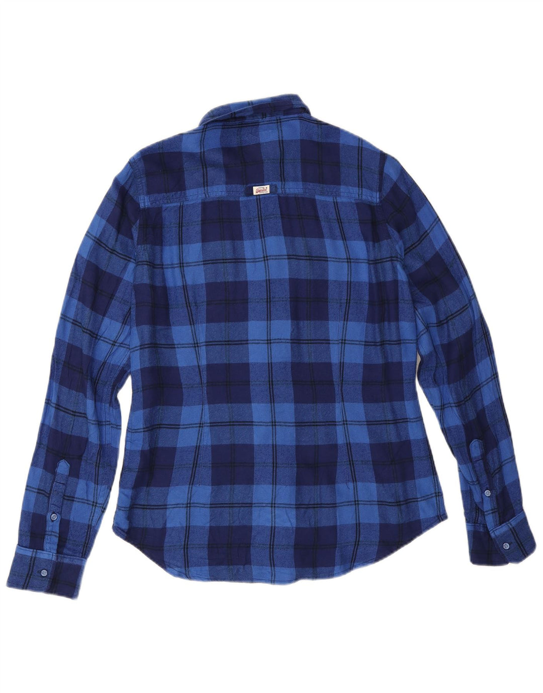 Superdry Camisa De Franela Mujer UK 44 Viscosa A Cuadros Azul Medio