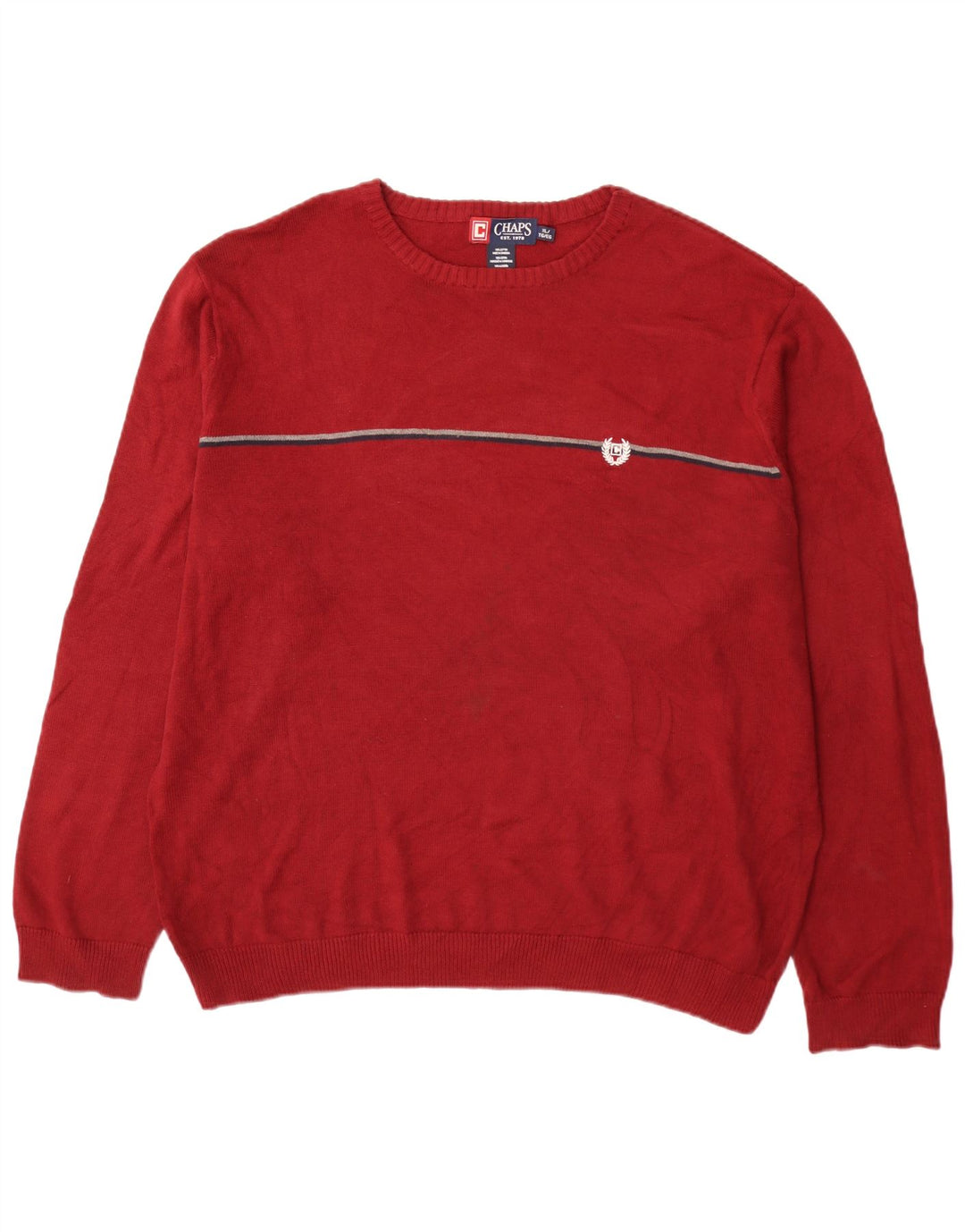 Chaps Jersey de cuello redondo para hombre XL de algodón a rayas rojas