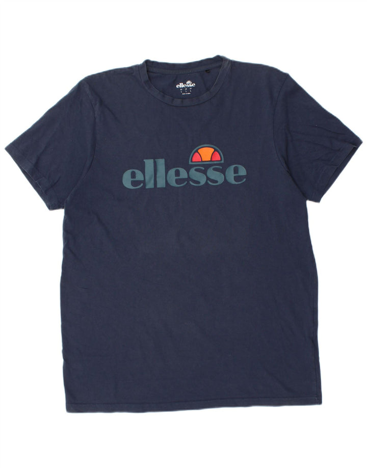 Ellesse - Camiseta gráfica para hombre, talla grande, algodón azul marino