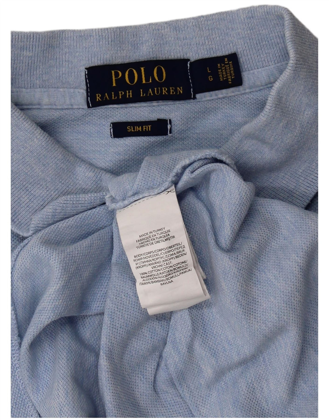 POLO RALPH LAUREN Polo ajustado para hombre de algodón moteado azul grande