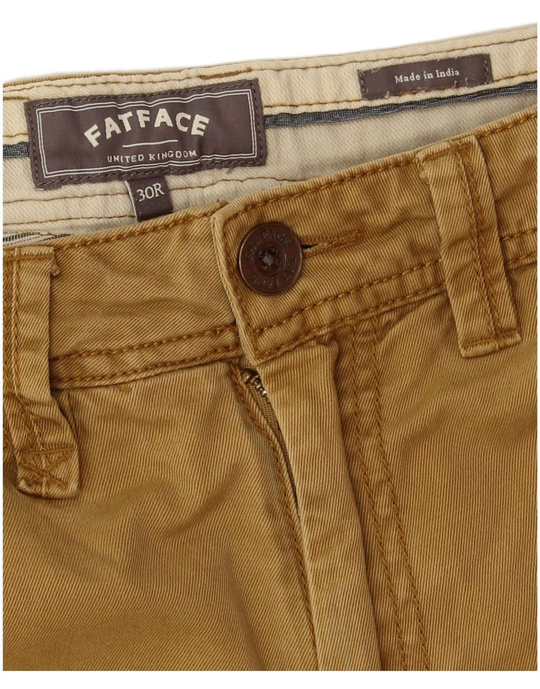 Pantalones chinos rectos para hombre Fat Face W30 L31 Caqui Algodón