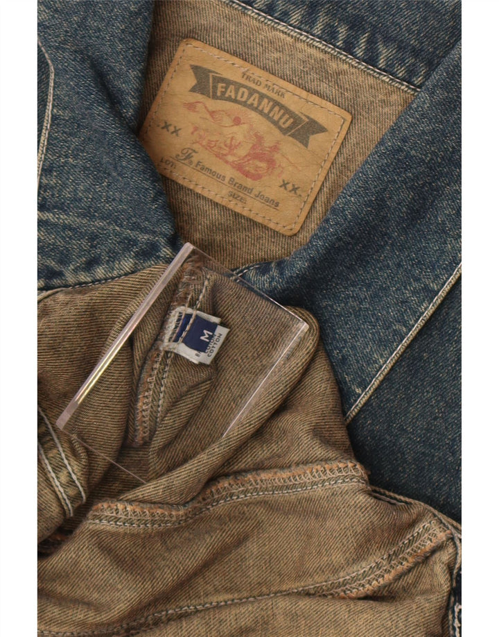 Vintage mujer chaqueta de mezclilla Reino Unido 14 algodón azul marino medio