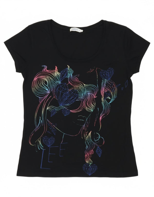 Lee Camiseta gráfica para mujer Top UK 40 Medium Azul marino Algodón