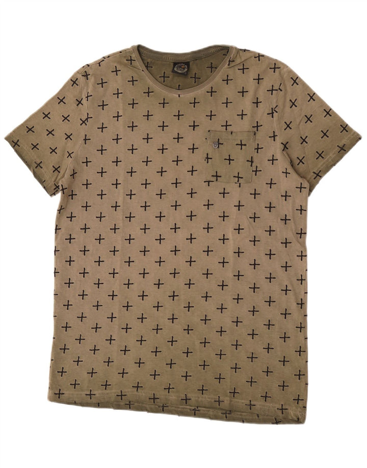 Scorpion Bay Camiseta con estampado abstracto para hombre Top de algodón caqui mediano