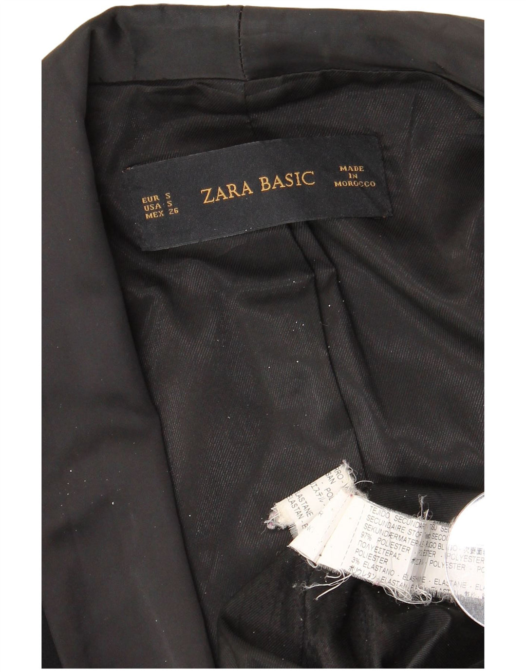 ZARA Chaqueta Blazer Mujer UK 10 Small Poliéster Negro