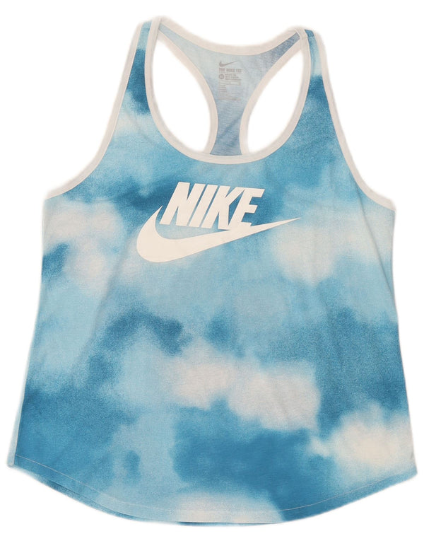 Nike Camiseta sin mangas con gráfico de corte atlético para mujer UK 40 XL Azul Tie Dye
