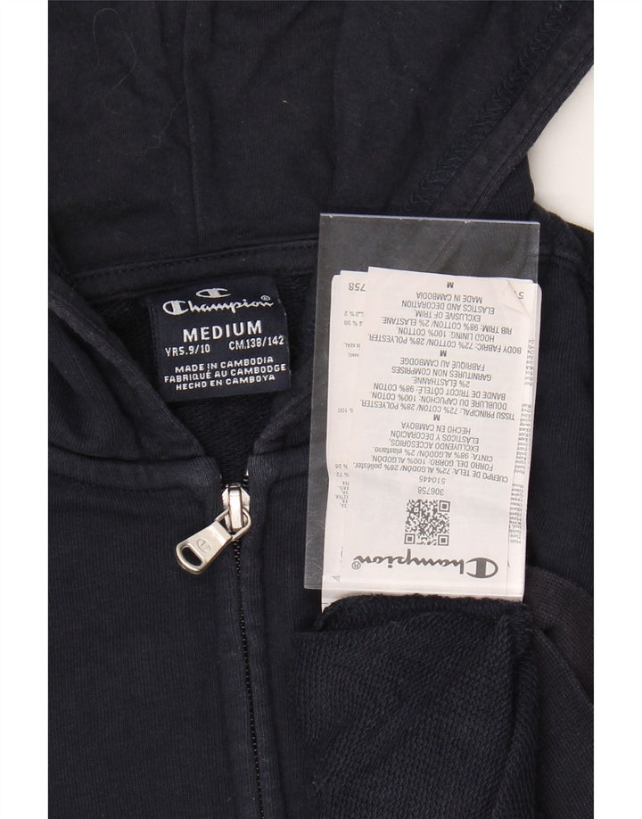 CHAMPION Suéter con capucha y cremallera gráfica para niños 9-10 años Azul marino mediano