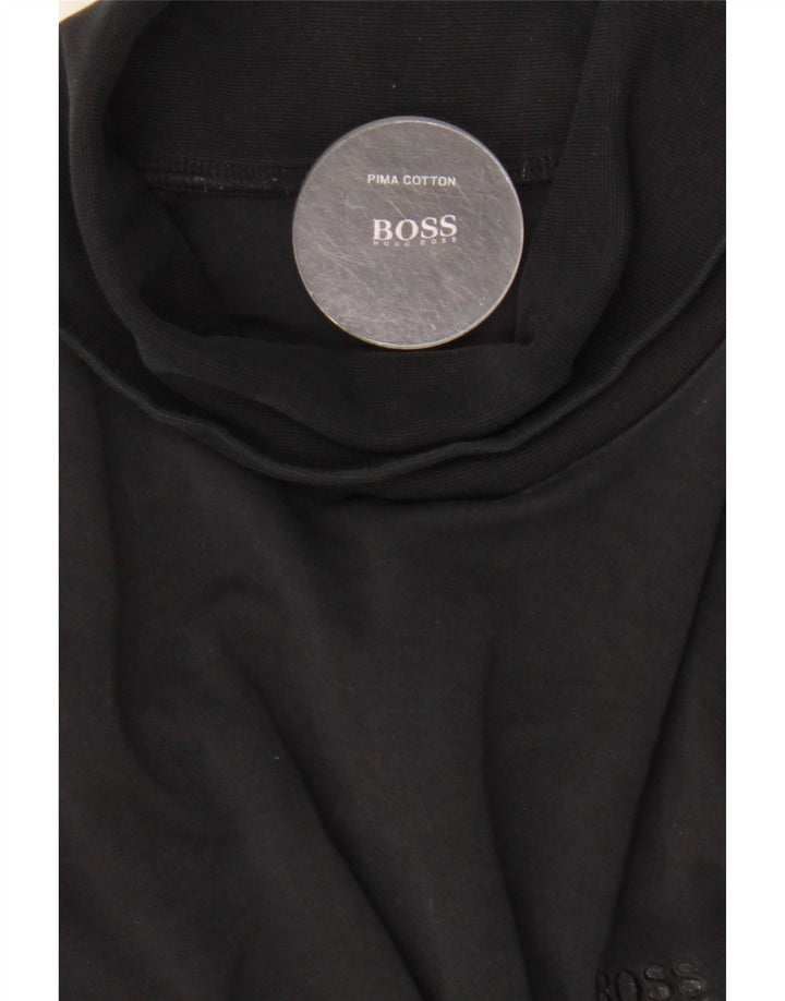 HUGO BOSS Top con cuello vuelto y manga larga de algodón negro mediano para hombre