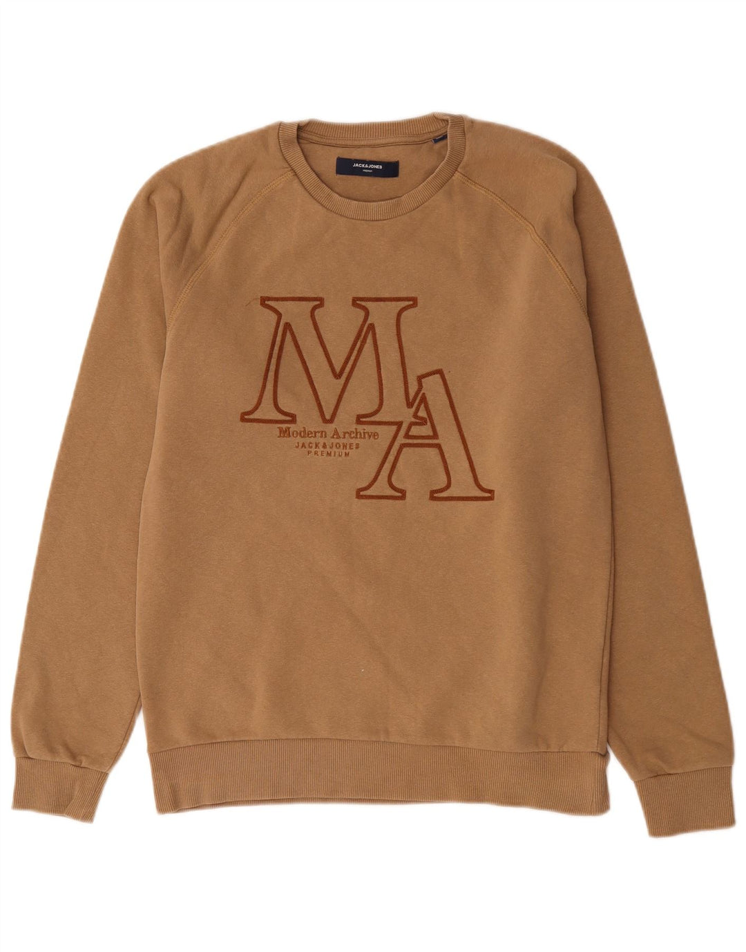 Jack & Jones Hombre Sudadera Gráfica Jumper Algodón Beige Medio