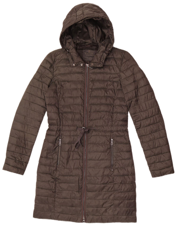 Massimo Dutti Abrigo Acolchado Con Capucha Mujer UK 40 Small Caqui Poliéster