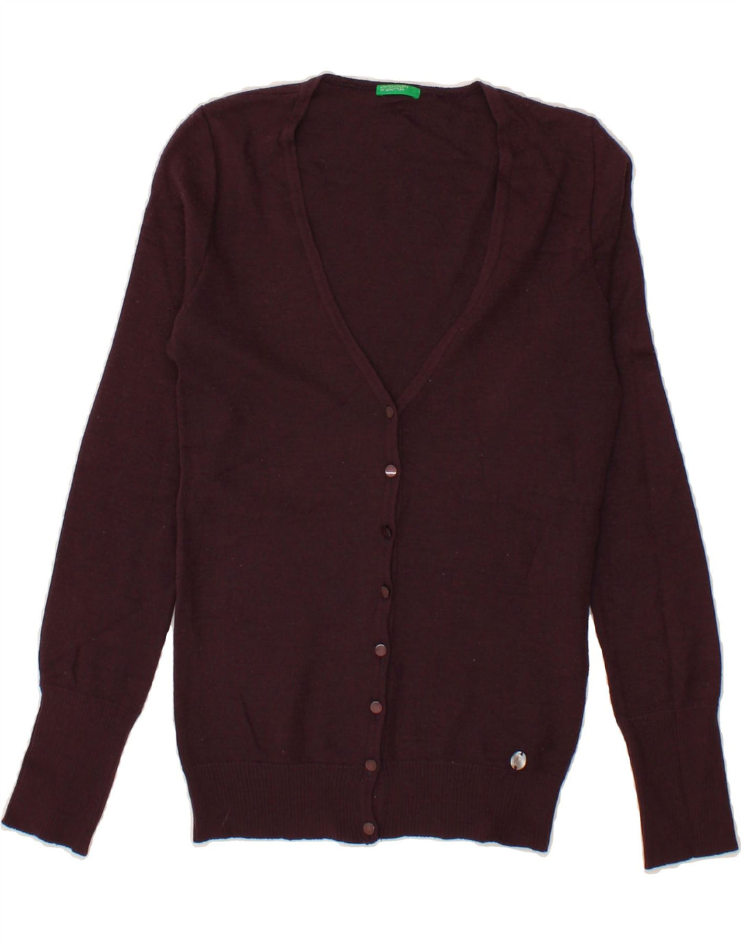 BENETTON Womens Cardigan Sweater UK 12 Medium Burgundy Wool Vintage Benetton and Second-Hand Benetton from Messina Hembry 